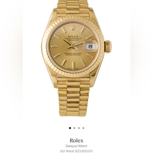Ladies 18K Yellow Gold Rolex President Datejust